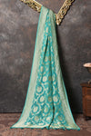 Buy sea green georgette dupatta online in USA with zari work. Elevate your salwar suits and Anarkalis with beautiful ethnic dupatta, georgette dupatta, Banarasi dupatta, printed dupattas, embroidered dupatta from Pure Elegance Indian saree store in USA.-full view