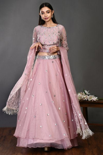 Buy Beautiful Baby Pink Embroidered Soft Net Lehenga Choli With Dupatta -  Zeel Clothing