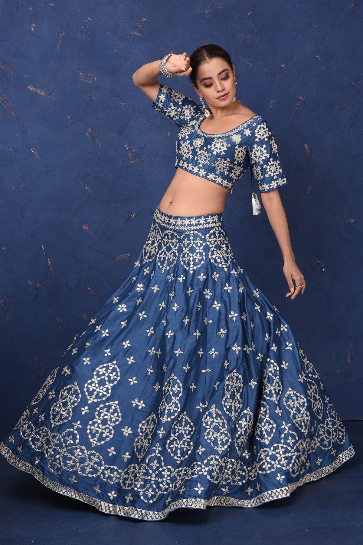 Taffeta Silk Blue Designer Fancy Lehenga Choli at Rs 699 in Surat | ID:  20307541388