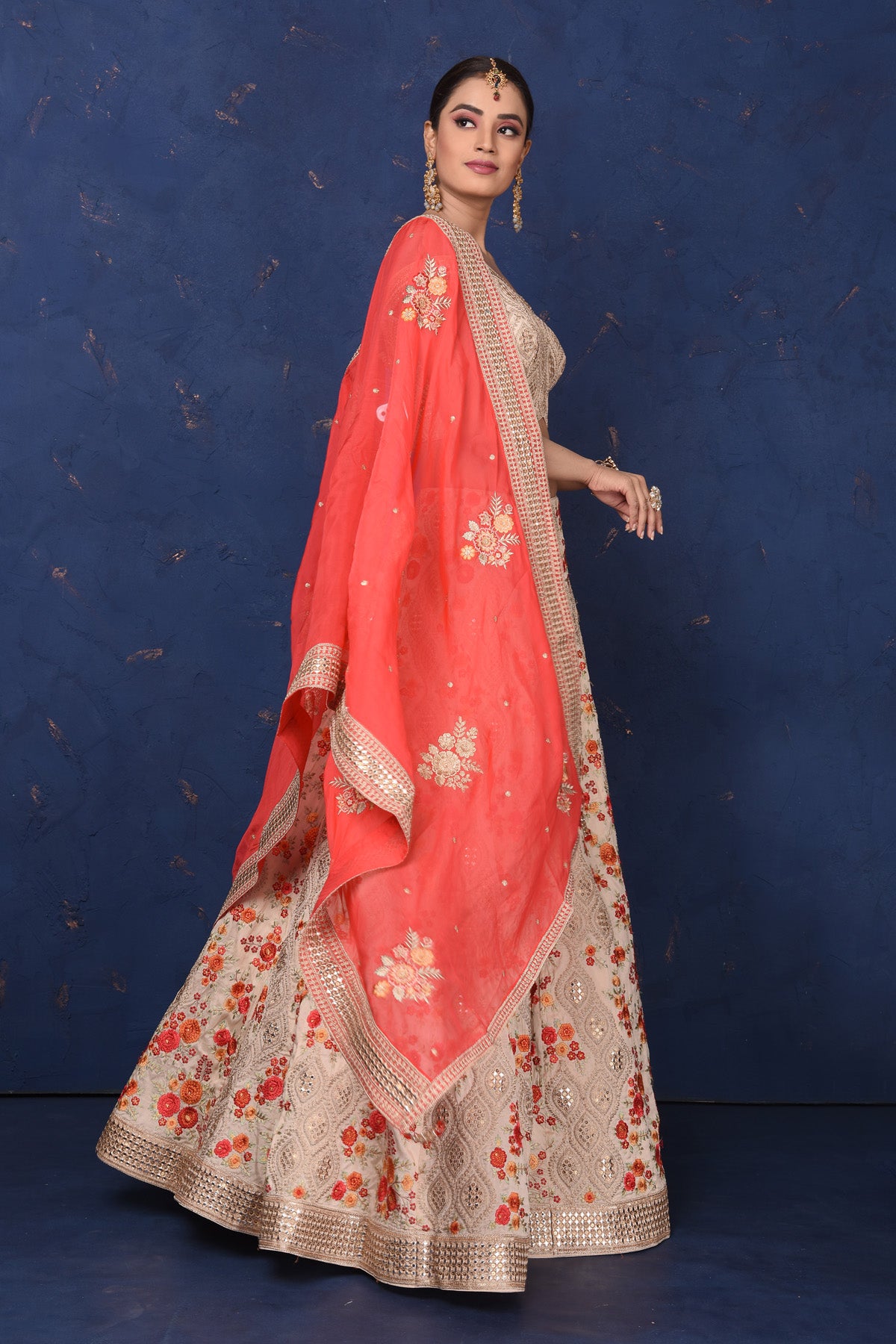 Buy CREAM SASSY LEHENGA SET Online. – Odette