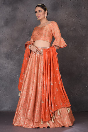 Ombre Red Wedding Lehenga & Dupatta | Red Banarasi Lehenga Set – Pure  Elegance