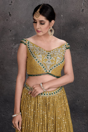 Buy Blue Crepe Asymmetric Off Shoulder Blouse And Lehenga Set For Women by  Salian By Anushree Online at Aza Fashions.
