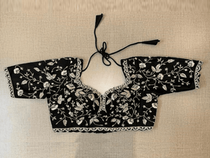 Buy Black Heavy Embroidery Choli-Cut Saree Blouse Online in USA – Pure  Elegance