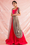  Red Embroidered Georgette Gown Online in USA-full view