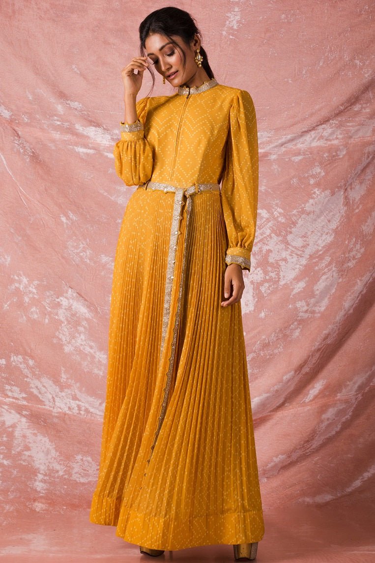 Yellow Embroidered Georgette Suit Online in USA-full view