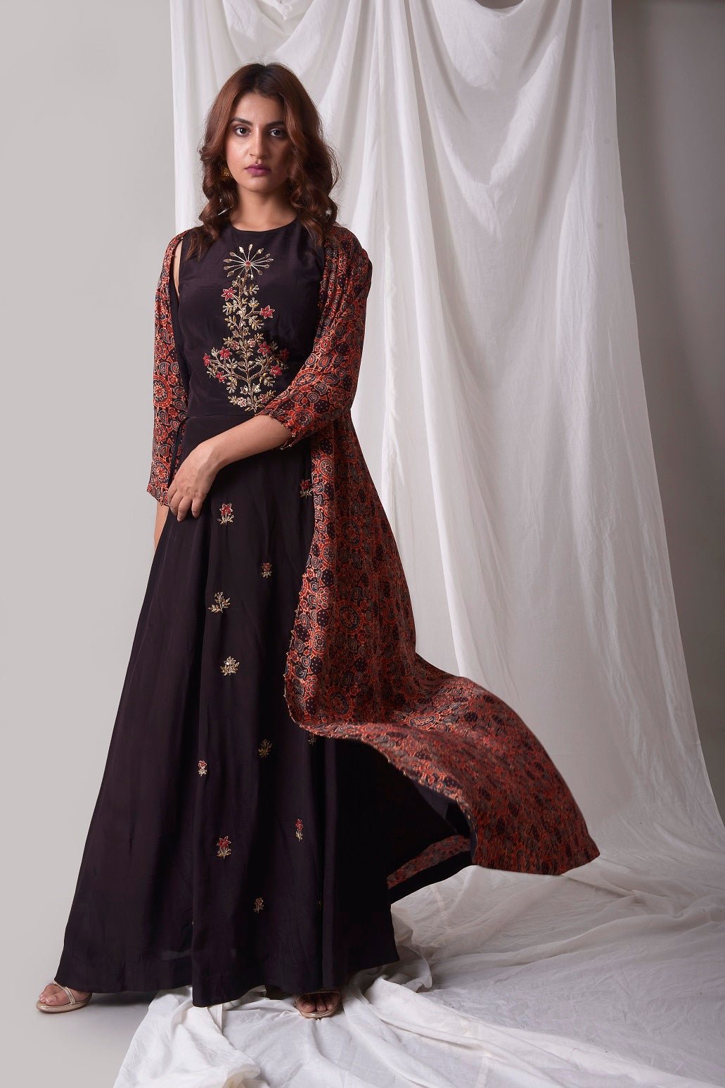 Buy Festival Wear Black Heavy Cotton Embroidery Work Palazzo Suit Online