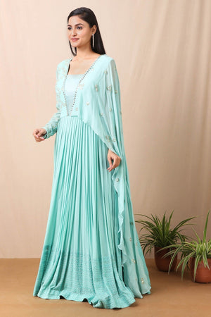 Buy Sky Blue Anarkali Suit online-Karagiri – Karagiri Global
