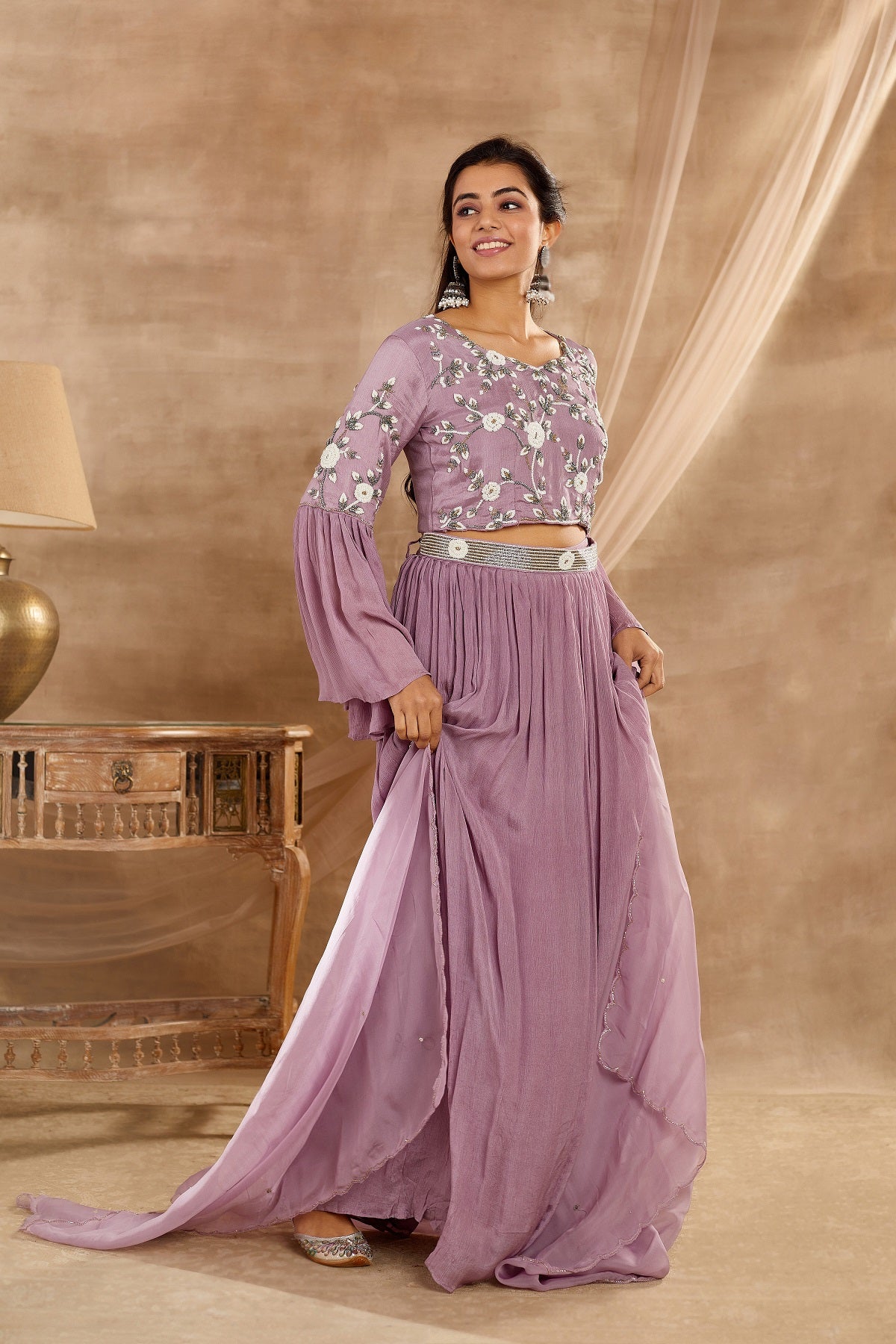 fcity.in - Designer Heavy Stitched Lehenga Choli With Handwork Bell Sleeves  /