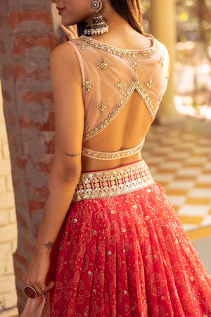 Chanderi - Mirror Work - Lehenga Cholis: Buy Indian Lehenga Outfits Online  | Utsav Fashion