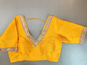 Buy Yellow Silk Indian Saree Blouse Online in USA – Pure Elegance
