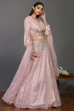 Buy Beige And Light Pink Lehenga And Choli With Beige Dupatta by Designer  VIKRAM PHADNIS Online at Ogaan.com