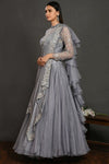 30Z170-RO grey organza Lehenga with dupatta