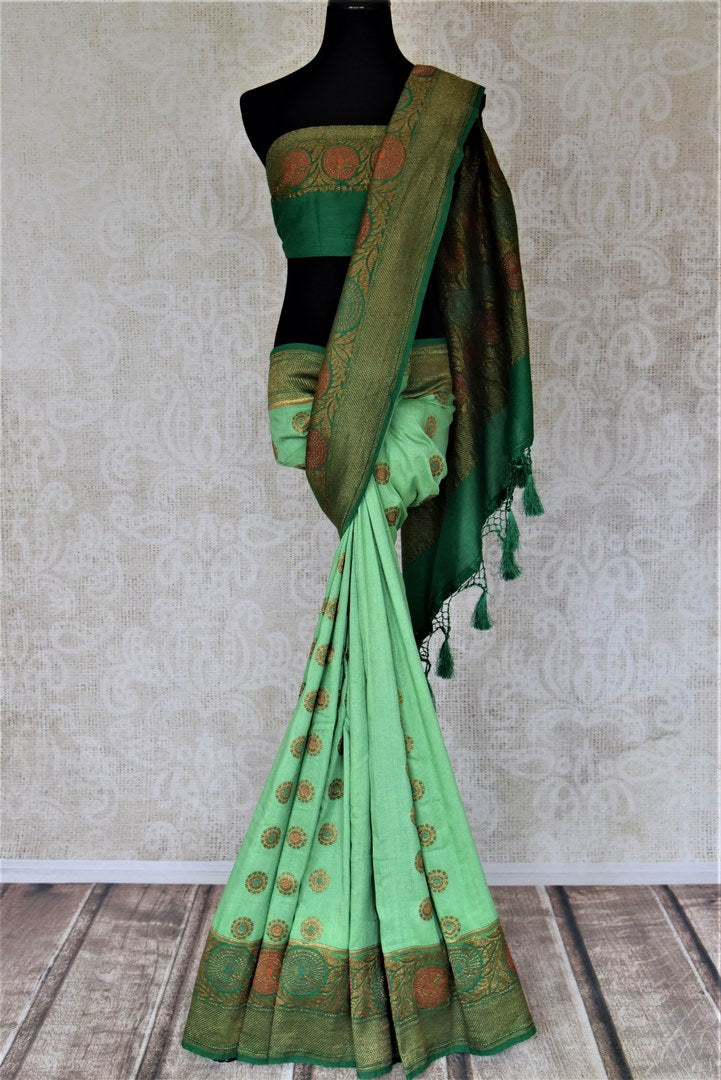 Evocative Dark Green Soft Banarasi Silk Saree With Admirable Blouse Piece