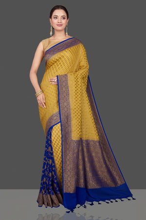 Mustard Linen Saree with Golden Paatu Border