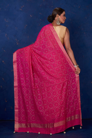 Buy Red & pink pleasing georgette saree with gold border Online | Saree  designs, Indian designer sarees, Party wear sarees