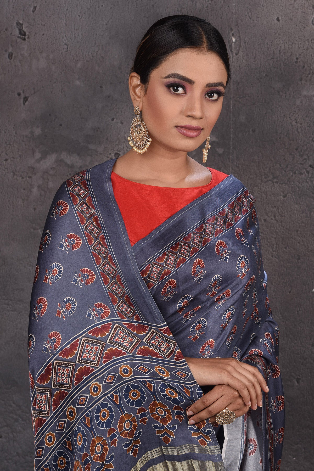 Ajrakh modal silk saree with zari pallu  Stylish sarees, Indian fashion  dresses, Saree designs