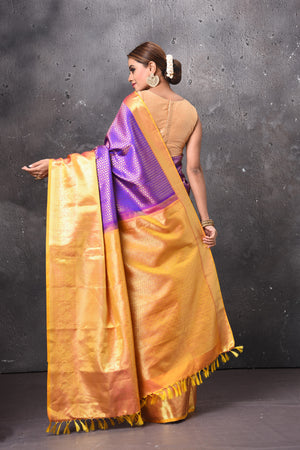 Kuppadam silk cotton saree blue and yellow with allover silver zari wo –  Prashanti Sarees