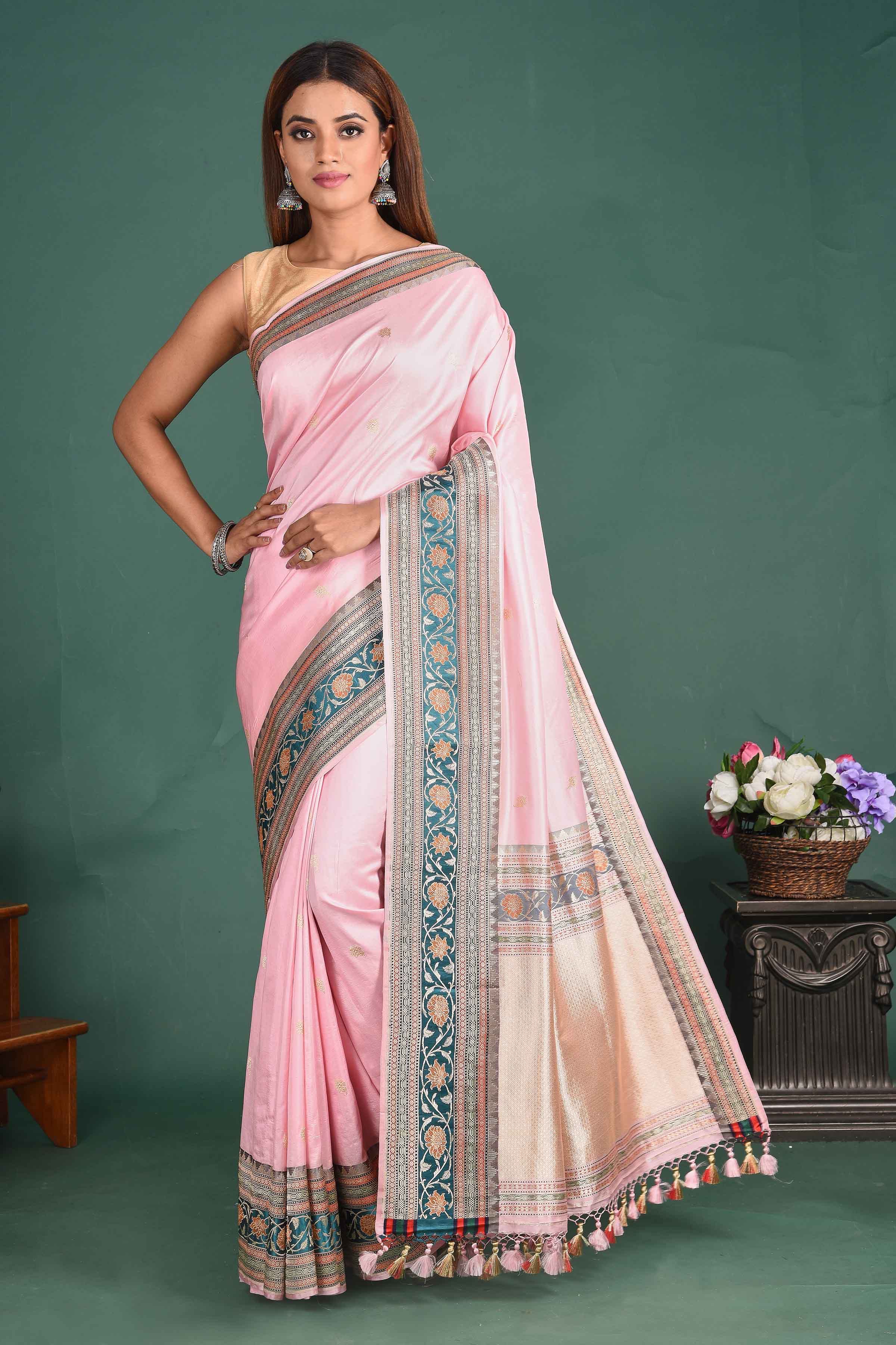 Shop the Cultural Beauty of Banarasi Pink Saree Collection.