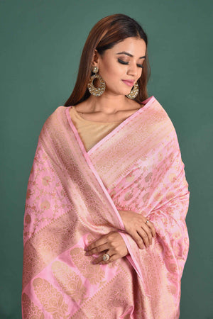 Baby Pink Half Silk Printed Saree - KAY KRAFT