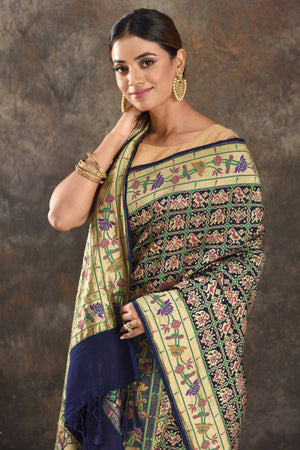 Banarasi Saree in Dark Blue : SWZ1059