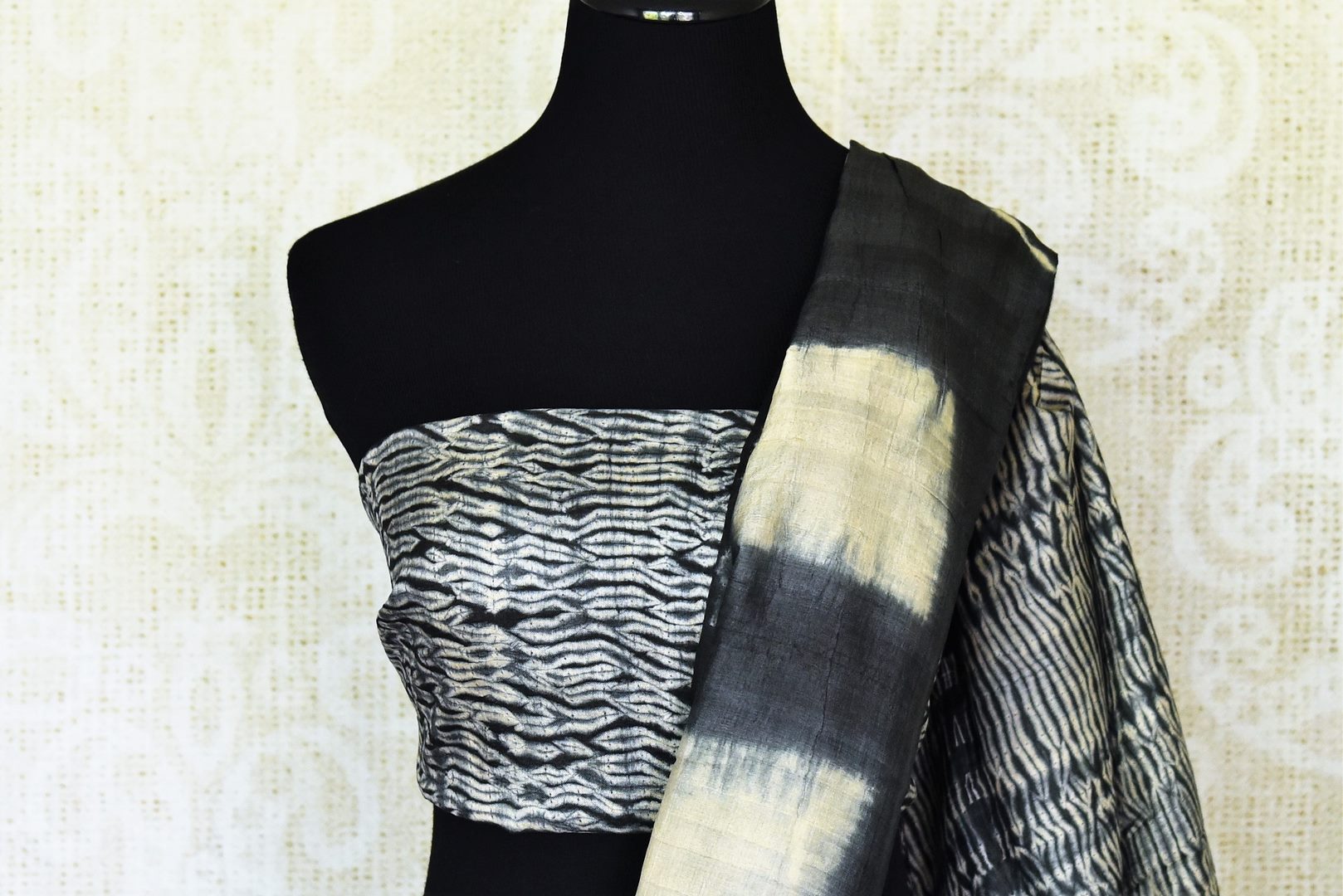 Black and yellow shibori tie dye print handloom cotton saree – Kasturi  Creations