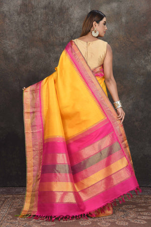 Hot Pink and Yellow Half N Half Saree | Party wear sarees, Half saree, Saree  designs