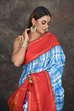 Buy Organza checks Red Bandhani Digtal print saree at Rs. 1350 online from  Fab Funda printed sarees : dd-my-ff-ra-Red