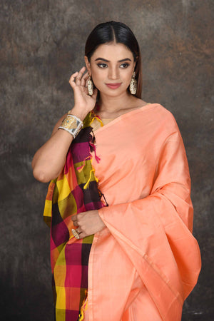 Peach Blossom Designer Floral Kashmiri Style Saree with Banarasi Blouse |  TST | The Silk Trend