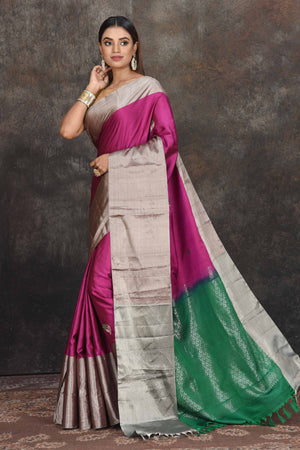 Buy Meia Grey & Pink Silk Blend Woven Design Wedding Kanjeevaram Saree  Online - Get 1% Off