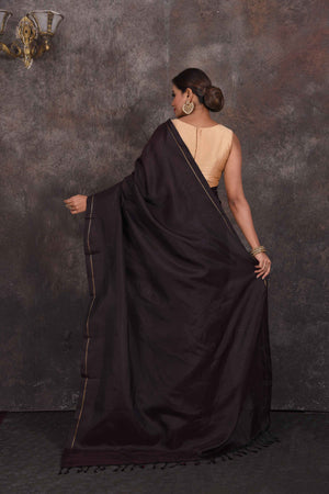 Chanderi Art Silk Solid Work Saree in Black | Saree designs, Party wear  sarees, Saree
