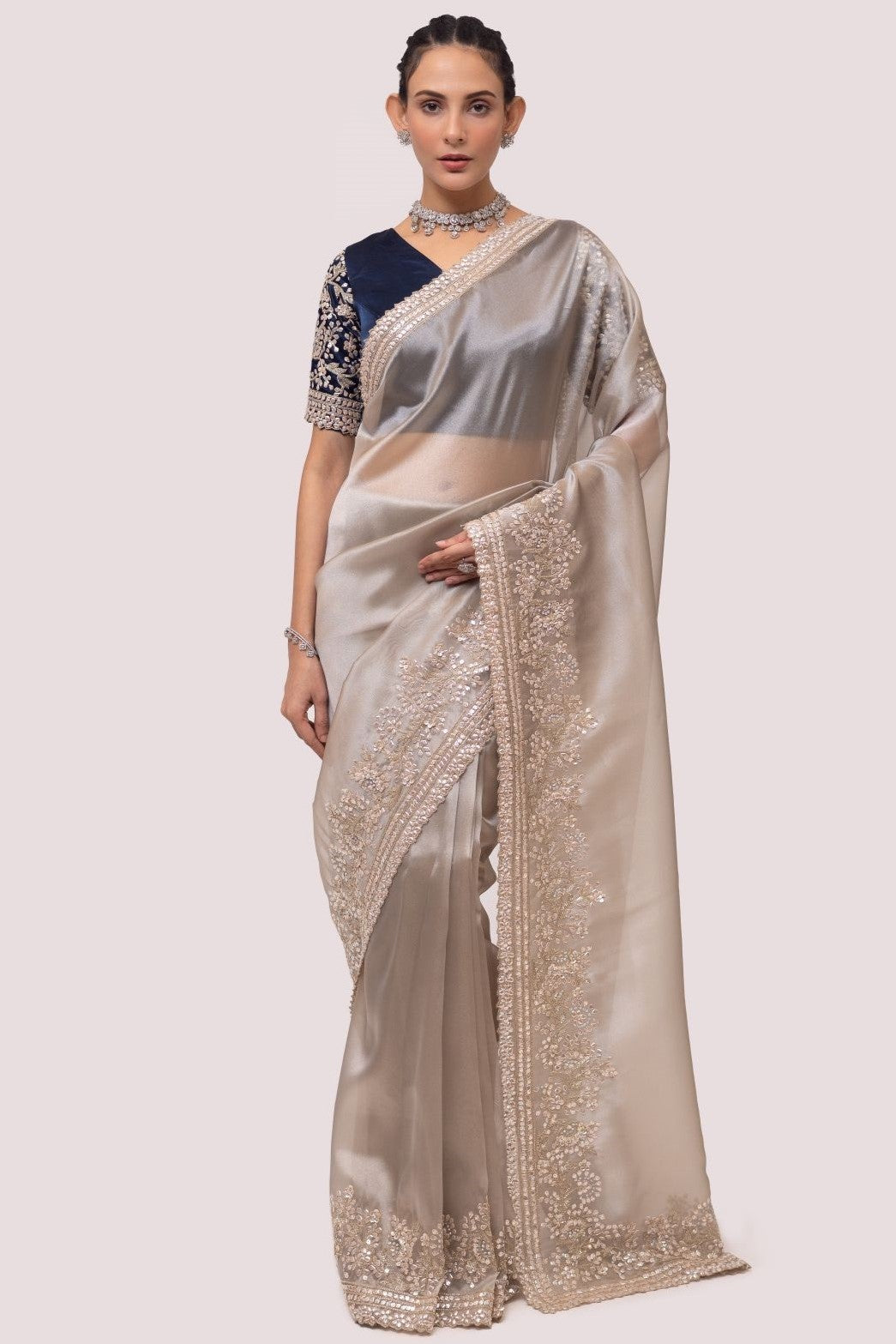 Southloom Handloom Pure Silk Kanchipuram Saree with Peach Body and Nav –  Southloom Handmade and Organics