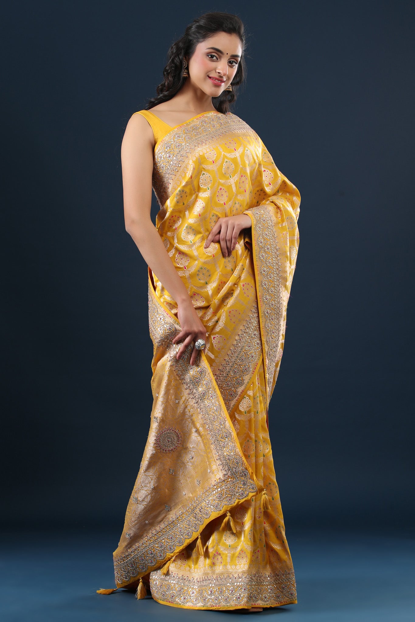 Buy the amazing Fresh Yellow Designer Banarasi Saree on Karagiri | BUY NOW