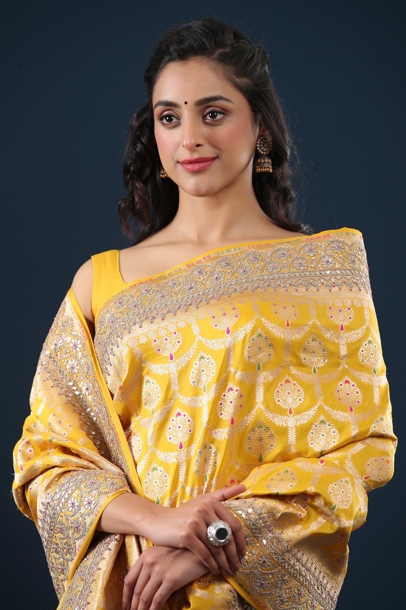 Designer, Traditional, Wedding Yellow color Banarasi Silk, Silk fabric Saree  : 1844812