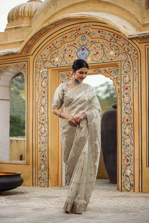 Sarees For Women Indian Bollywood Organza Silk Sari Woven Saree &  Unstitched Blouse - Walmart.com