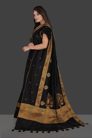 Buy Jessy Woven Kanjivaram Pure Silk Black Sarees Online @ Best Price In  India | Flipkart.com