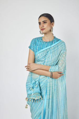 Banarasi Silk Multi Color Embroidery Work Saree