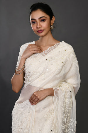 Buy White Sarees for Women by GOSTYLE Online | Ajio.com