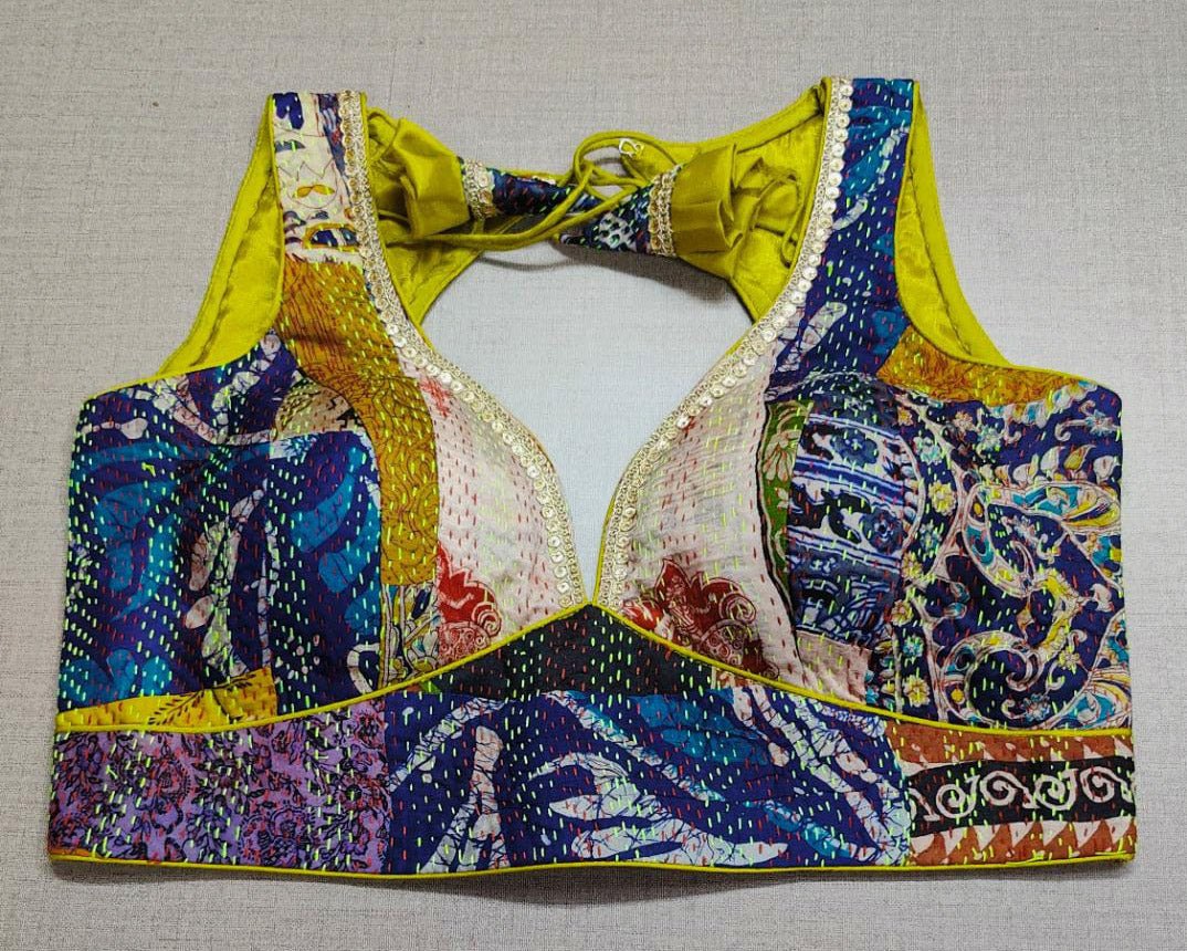 Buy Multi Color Indian Designer Saree Blouse Online in USA – Pure