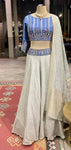 50Z286B-NRO Ivory Embroidery Lehenga with Sky Blue Blouse and Dupatta