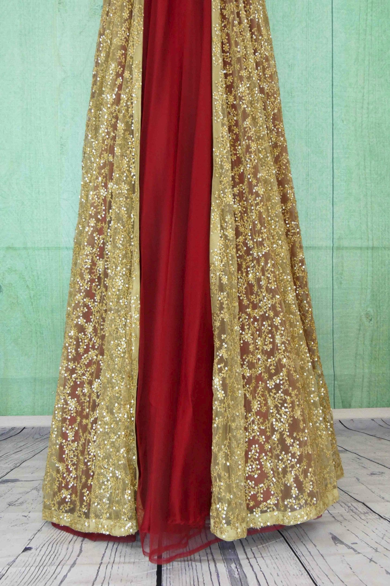 500963 Red & Gold Floor Length Anarkali